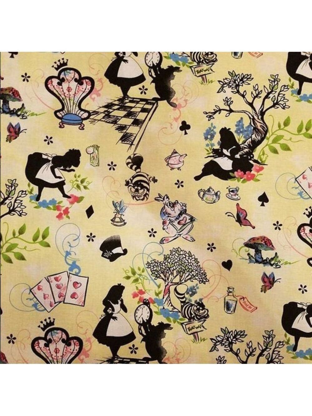 Alice in Wonderland cotton fabric RARE - Picture 1 of 1